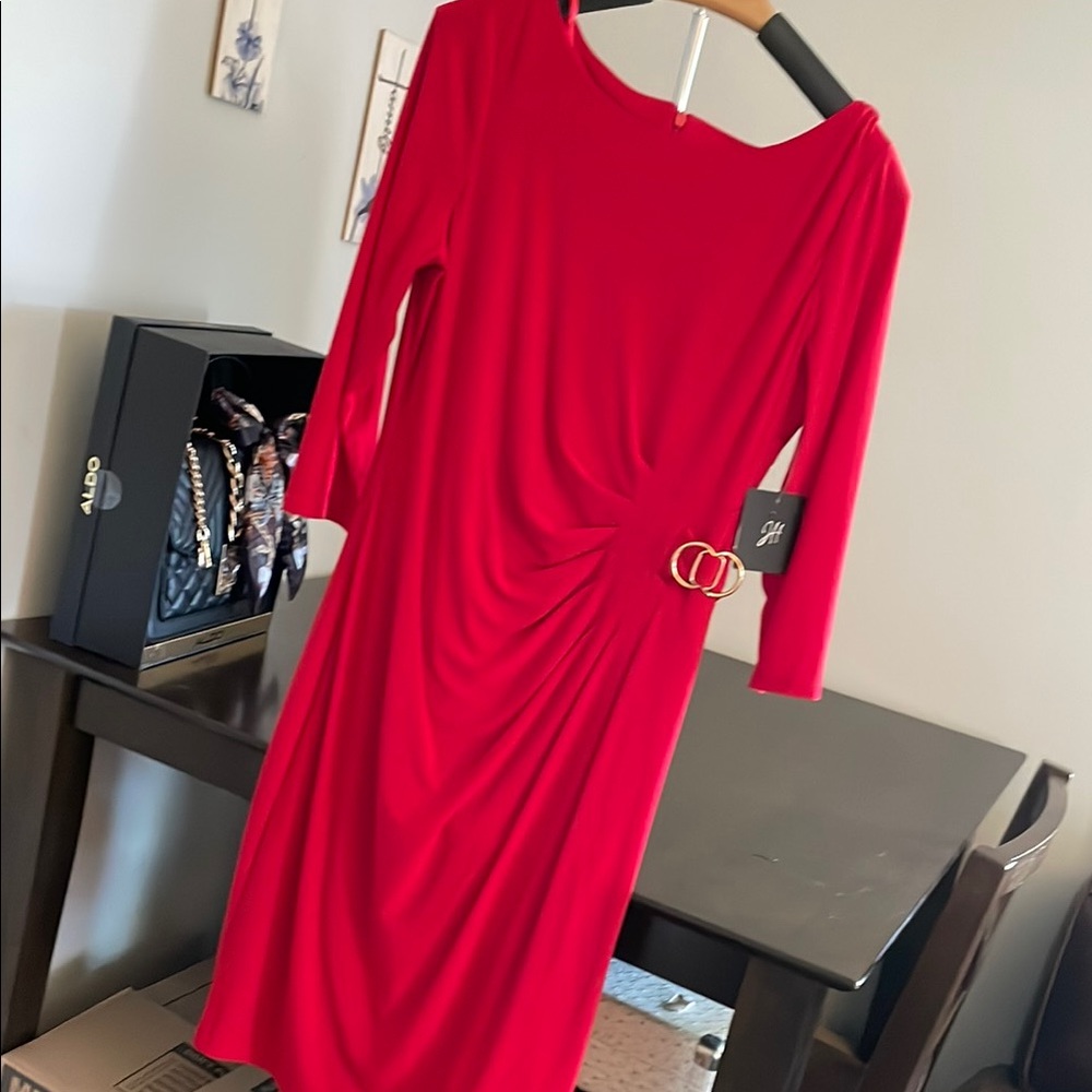 JH Collectibles Red Ruched Cocktail Dress